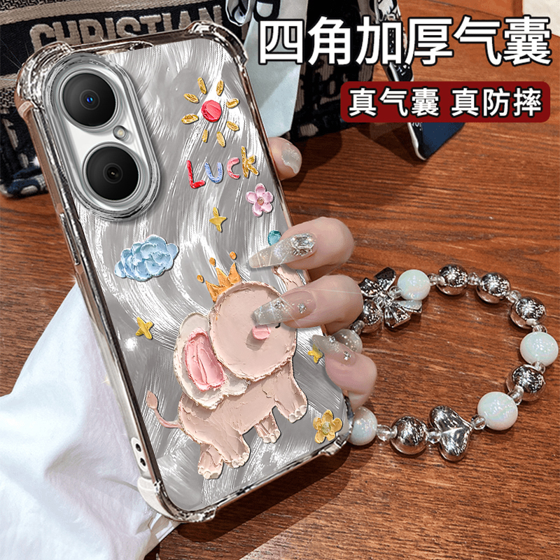 适用华为畅享系列油画小象手机壳