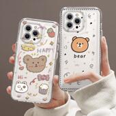 适用苹果16Promax手机壳IP14新款 iPhone15涂鸦小熊13情侣款 12全包mini硅胶11透明Xsmax防摔8plus保护套6s二代