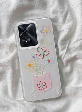 适用线条花朵oppoA97手机壳A96夏日A93小清新A72可爱A58少女A1pro新款35防摔A16保护套A5活力版A3iplus/A2M/X