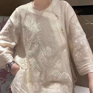 国风套装 新款 新中式 女夏季 两件 宽x松大码 盘扣高级感别致上衣短裤