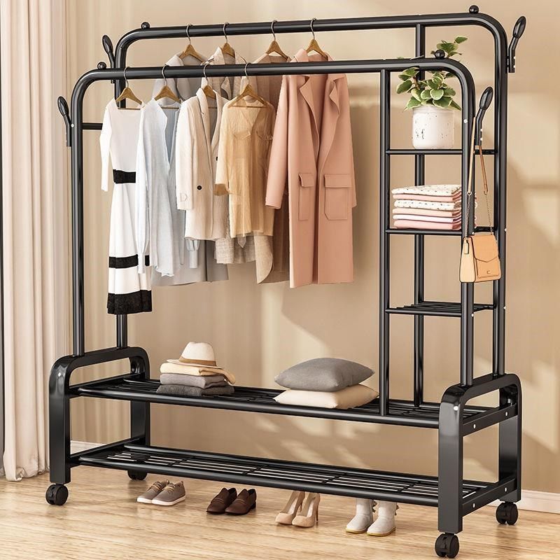 晾衣架落地立式家用挂衣架卧室衣帽架晒衣杆宿舍简易衣柜衣服架子