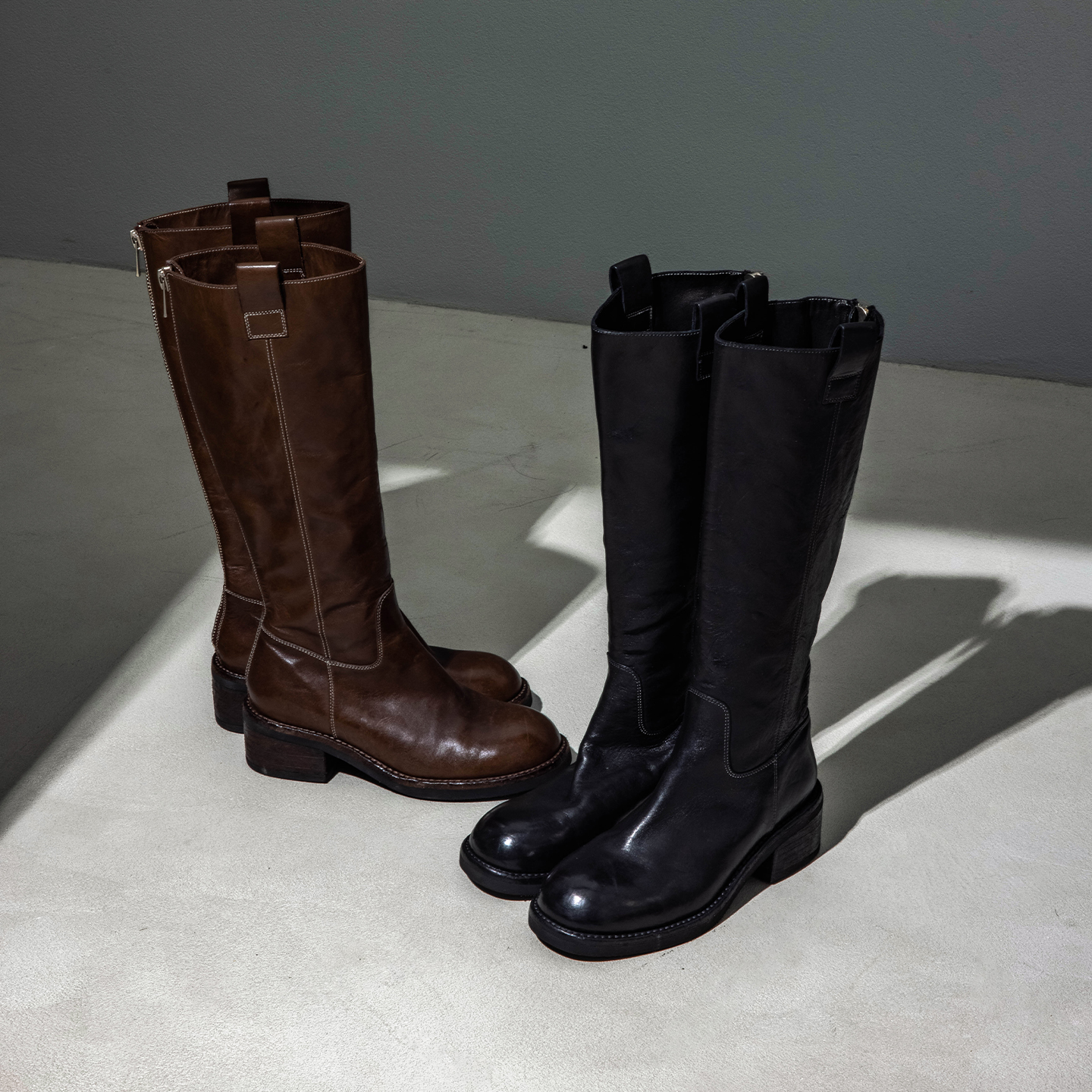 曼晨黑骑士靴长靴粗跟增高长筒靴