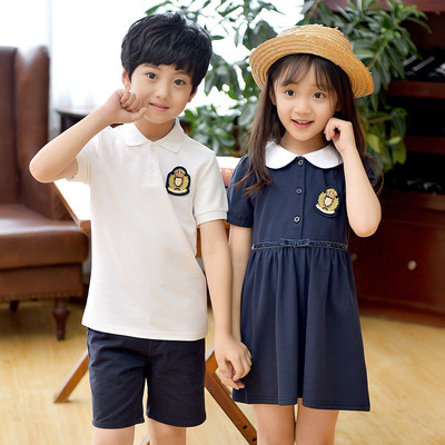 幼儿园园服夏季儿童套装2023新款C学院风女童短袖裙子小学生校服
