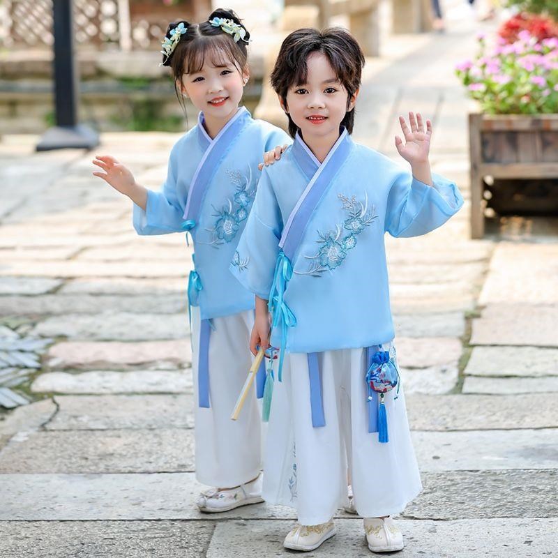 儿童汉服男童女童套装幼儿园园服男女宝宝日常古风古W装演出服唐