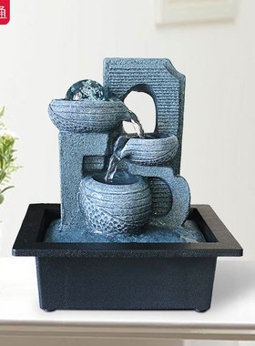 简约客厅摆件装饰流水喷泉摆设风水晶球桌面电视柜风水轮乔迁家居