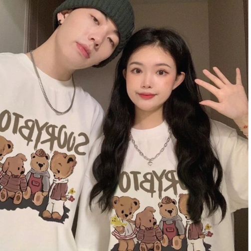 新款夏季精梳重磅纯棉短袖t恤时尚显瘦情侣装男女同款宽松半袖