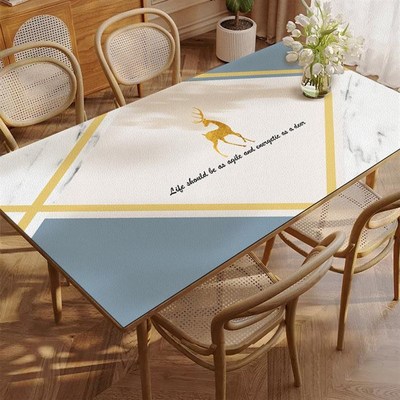 仿大理石纹花纹餐桌桌垫轻奢高级感防水防油防烫防滑pvc茶几桌布