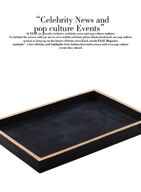 新中式样板间黑色托盘客厅家居软装饰品茶几摆件售楼处摆场工艺品