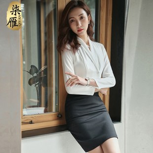 气质女神范套裙秋季 白领工作服正装 名媛OL长袖 时尚 衬衣套装 职业装