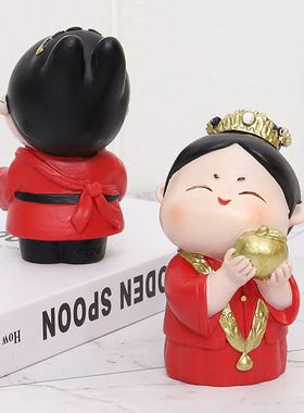 结婚礼物送新人摆件新中式国风汉服桌面装饰红婚房布置用品大全