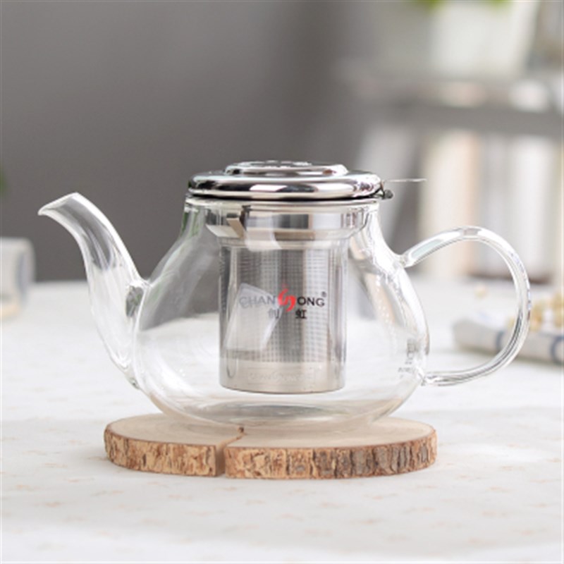 创虹加厚耐热花茶壶家用茶具全玻璃透明泡茶壶不锈钢拆洗内胆包邮