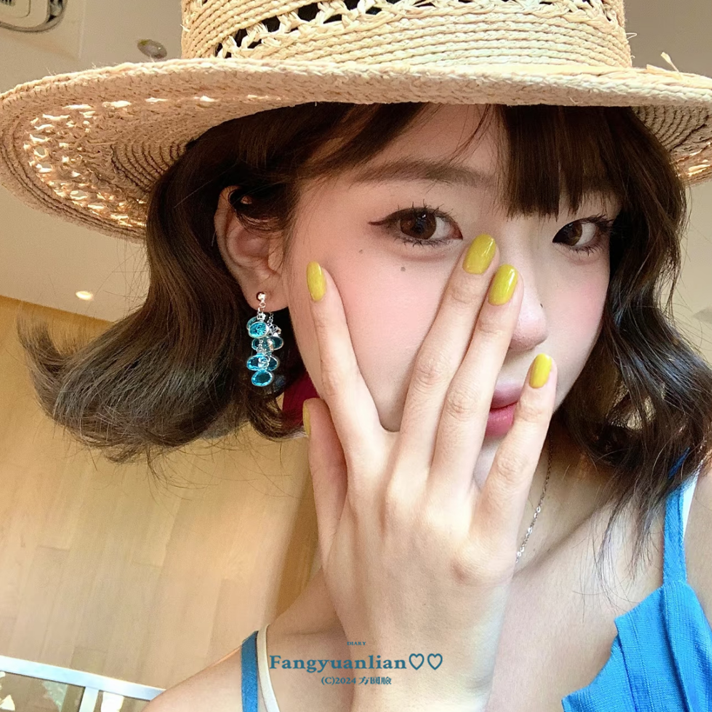 夏日蓝色葡萄串水晶流苏耳环女