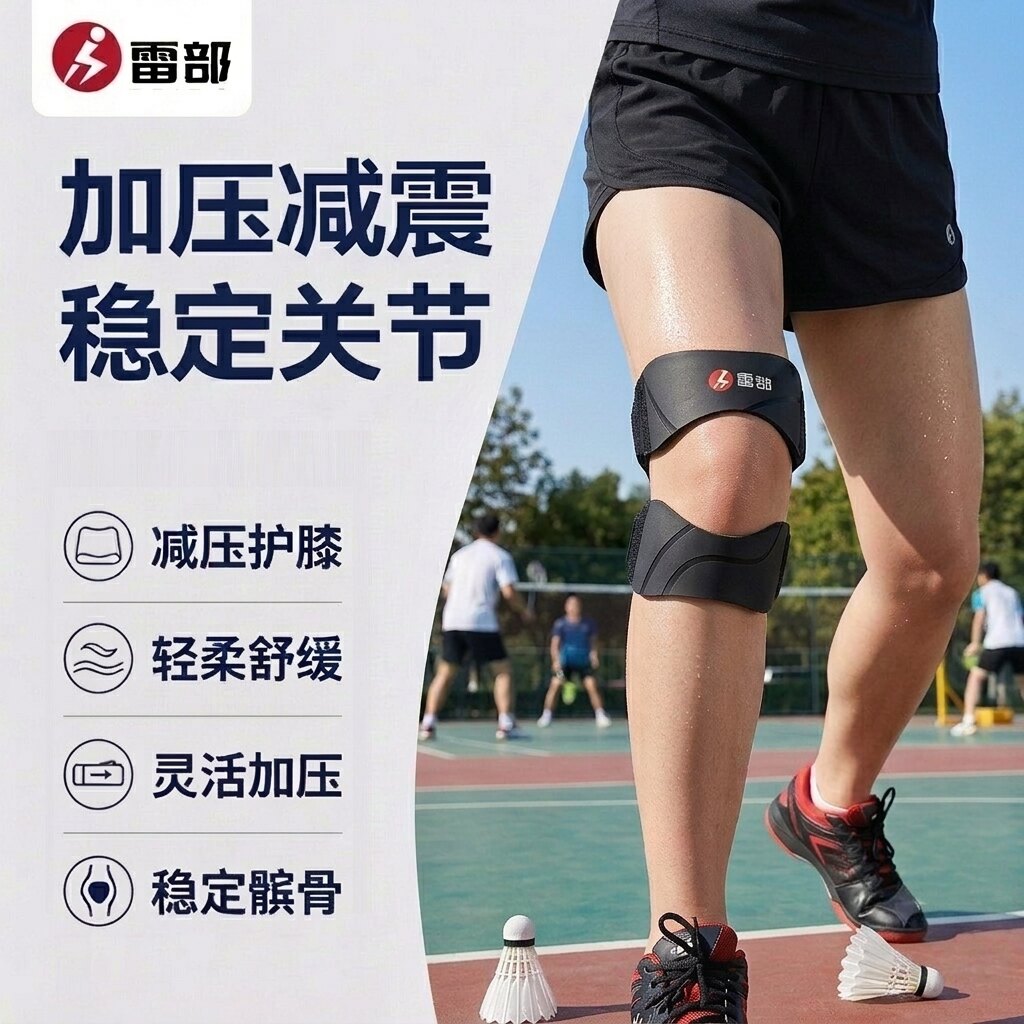 雷部专业硅胶髌骨带护膝男登山徒步运动膝盖半月板护膝保护禾芒Y1