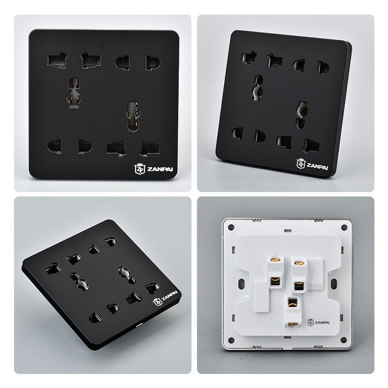 国际通用十孔插座86型暗装黑色10孔六孔七孔八孔多孔开关电源面板,电子/电工,电源插座,淘宝优惠券,粉丝福利购,淘宝优惠卷