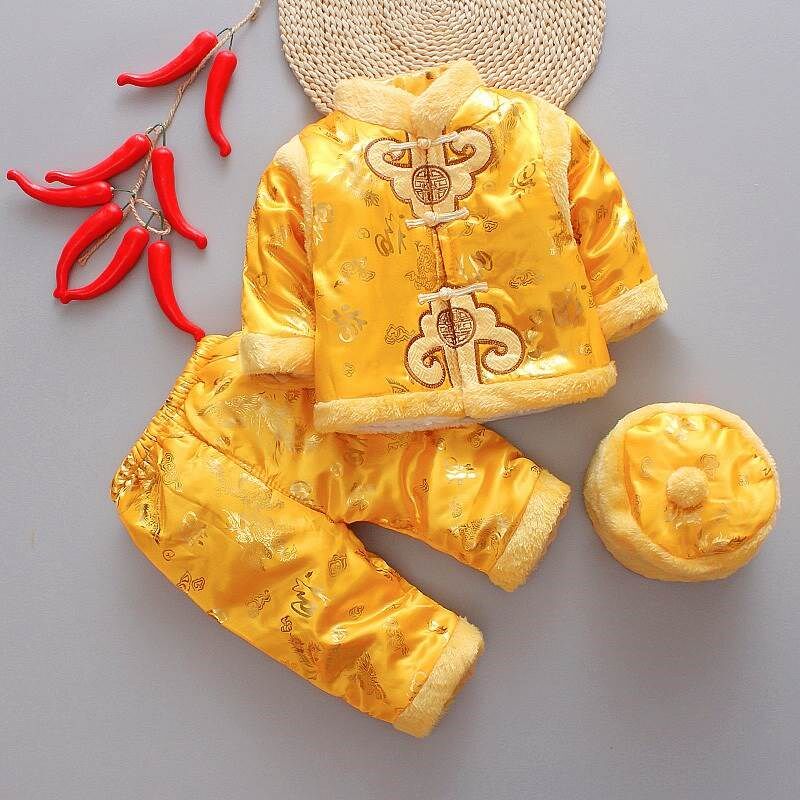 宝宝唐装套装冬季中国风新年装棉衣男女婴儿童1-2-3周岁百日礼服