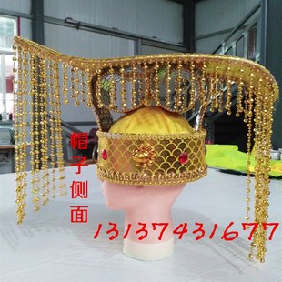 影视唐装皇帝帽龙王冠玉皇大帝头饰皇帝帽子秦始皇平顶头冠戏剧帽