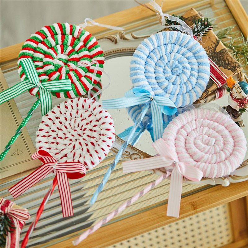 圣诞节装饰品圣诞树装饰挂饰创意挂件毛绒棒棒糖糖果网红可爱挂饰