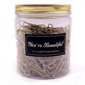 回形针办公用品曲别针回行型针装 订文具金色加厚大盒包塑防锈