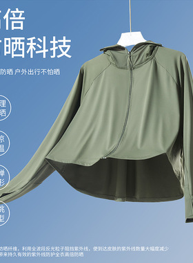 23688披肩防晒衣女夏季黑胶upf50防紫外线原纱专业透气防晒服