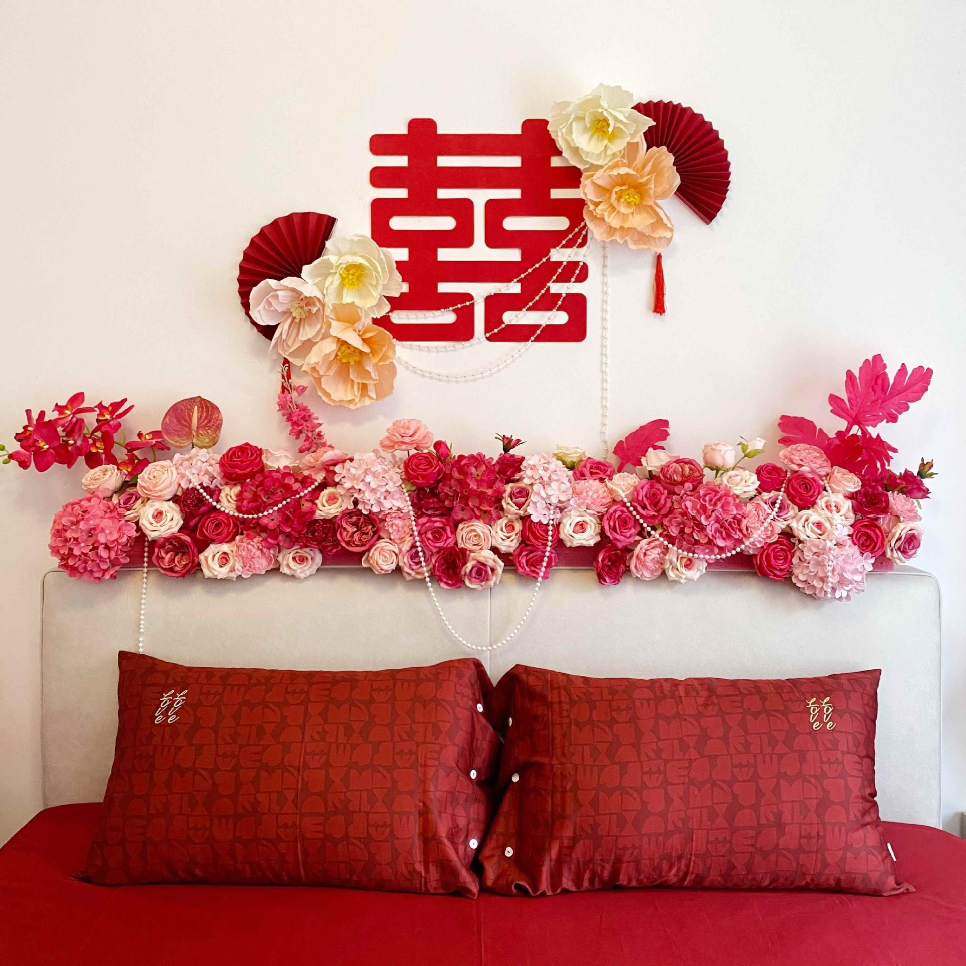 婚房布置装饰仿真花订婚宴客厅摆设婚礼仿真花桌花床头花迎宾牌花