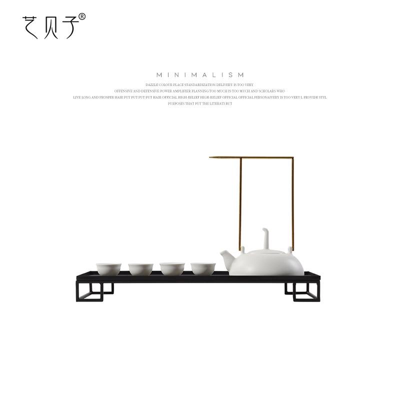 新中式禅意陶瓷功夫茶具套装翡绿茶壶茶杯托盘样板房软装饰品摆件