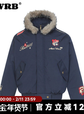 AWRB美式复古刺绣徽章座山雕棉衣外套男女冬季小众加厚保暖夹克