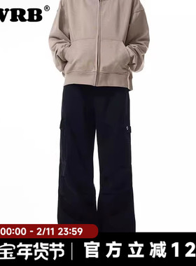 AWRB美式复古Vintage水洗休闲裤男高街潮牌宽松直筒阔腿工装裤