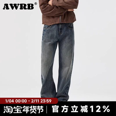 AWRB美式复古水洗牛仔裤