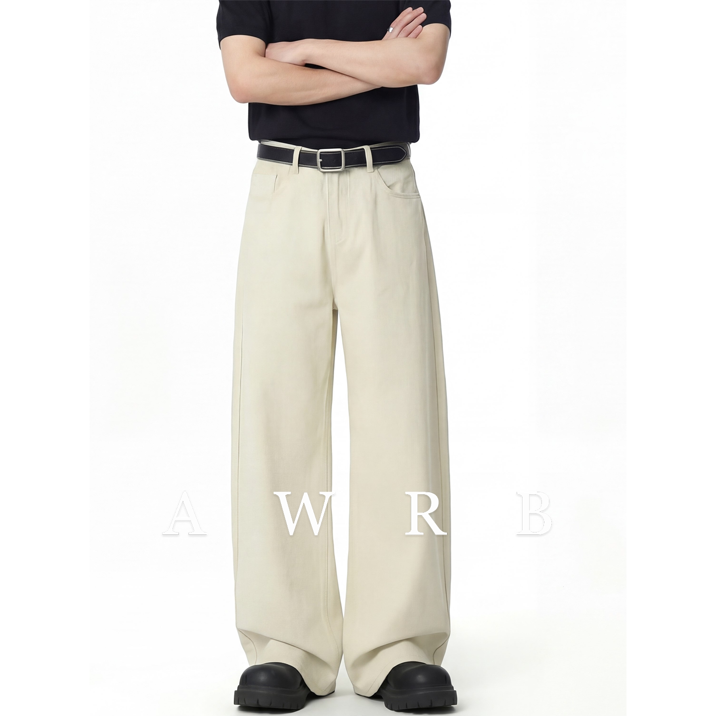 AWRB美式高街直筒基础款牛仔裤男士宽松百搭水洗Vibe风长裤潮