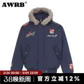 AWRB美式 小众加厚保暖夹克 复古刺绣徽章座山雕棉衣外套男女冬季