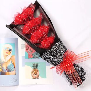 丝带玫瑰花束成品手工花红玫瑰蓝色妖姬生日节日礼品花束送女朋友