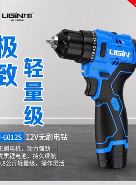 力剑无刷锂电钻6012S双速强力小钢炮家用电动螺丝刀12V 自锁夹头