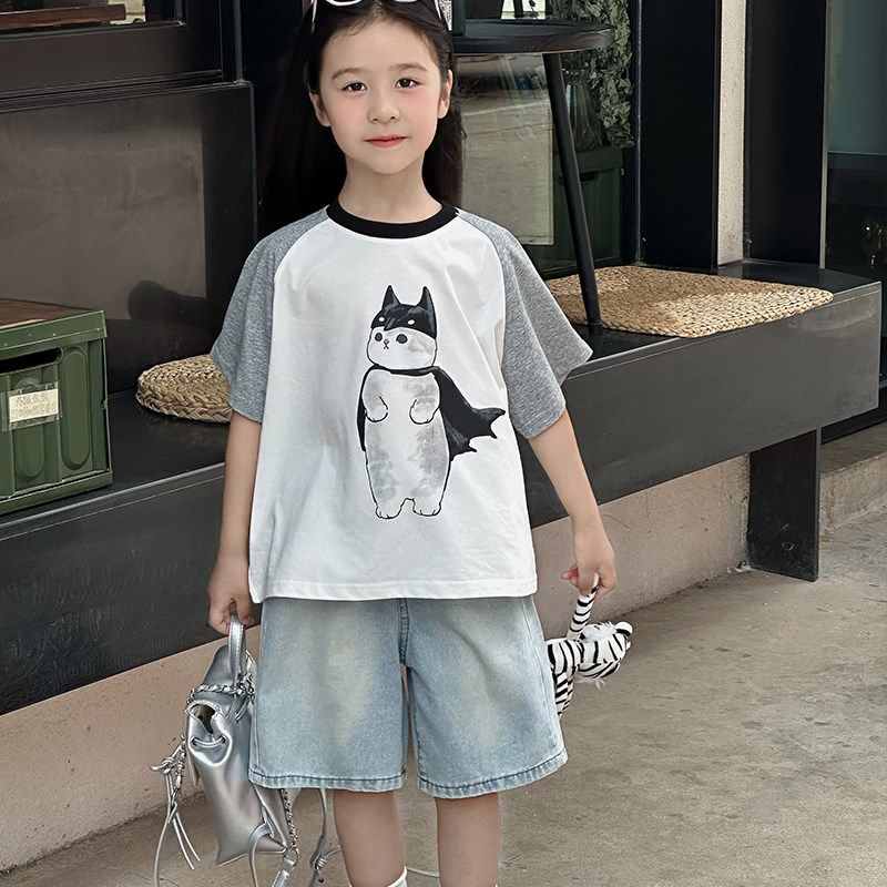 女童t恤短袖2024童装夏季新款潮百搭儿童中大童女孩小猫女童T恤,童装/婴儿装/亲子装,T恤,淘宝优惠券,粉丝福利购,淘宝优惠卷