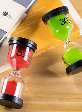 儿童沙漏计时器10/30/60分钟一小时时间管理防摔刷牙漏斗沙流沙瓶