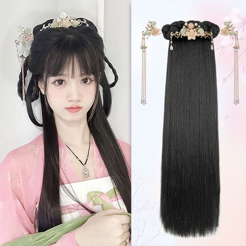 汉服假发一体式发箍古装假发全套头饰古风发髻盘发造型垫发包