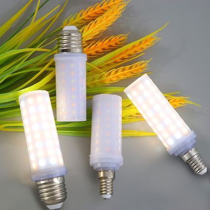 超亮LED灯泡e27e14大小螺口12W/18W家用吊灯三色变光无影玉米灯泡