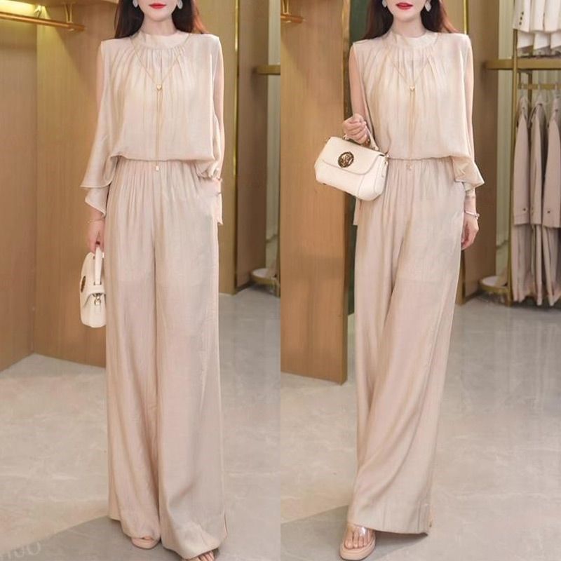 时尚气质简约设计感无袖上衣阔腿裤两件套女2025夏季新款显瘦套装,女装/女士精品,时尚套装,淘宝优惠券,粉丝福利购,淘宝优惠卷