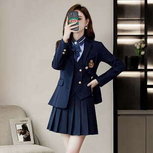 空姐马甲套装秋冬西装四件套时尚新品正装双排扣珠宝店员工作服