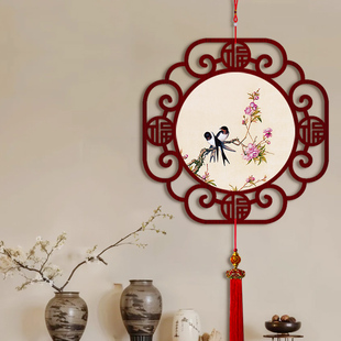 春燕喜鹊登枝国画中国结挂饰茶楼新中式中式摆件挂件玄关餐厅挂画