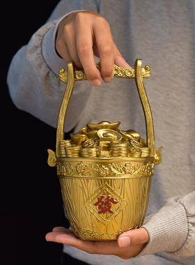 办公室聚宝盆一桶金摆件装饰品创意家居招财中式工艺送人礼品