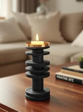 北欧创意树脂仿洞石金属竹节烛台摆件餐厅酒店样板房软装家居饰品