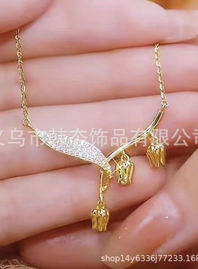 2023新款爆款铃兰花项链女不掉色锁骨链新款轻奢简约时尚气质项链