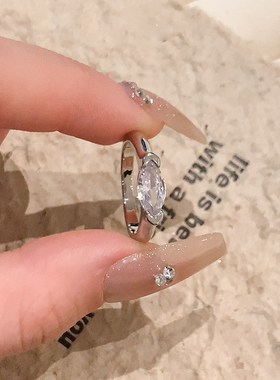 菱形马眼钻锆石戒指女小众设计素圈戒指女轻奢高级感尾戒女小指环