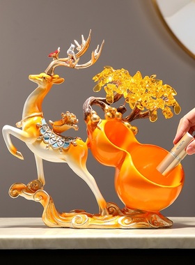 简约现代招财葫芦水晶鹿摆件玄关电视酒柜入户鞋S柜钥匙收纳装饰