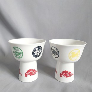 一对陶瓷烛台五方神兽祥云蜡烛专用支架台座容器摆件青Z龙白虎朱