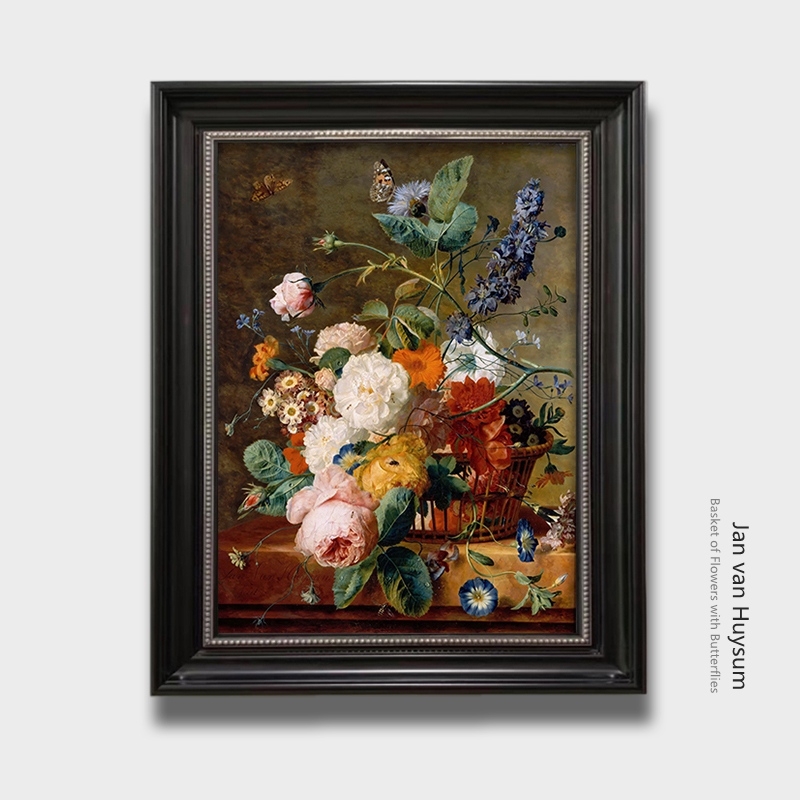 餐厅装饰画古典花卉静物客厅玄关样板间挂画欧P式复古艺术喷绘壁图片