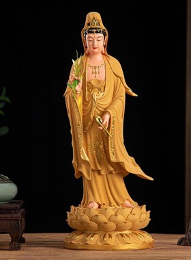 观音佛像观音菩萨家用供奉摆件树脂南海观世音站观音西方三圣观音
