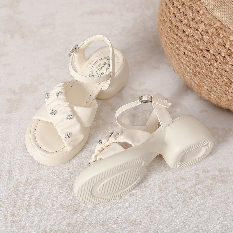 粗跟厚底法式配裙子凉鞋女20x24新款夏季外穿精致防滑凉拖小码女,女鞋,一字带凉鞋,淘宝优惠券,粉丝福利购,淘宝优惠卷