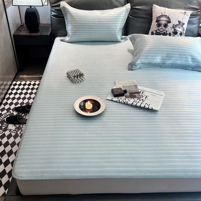 夏季提花抑菌冰丝席三件套时尚简约1.8m床笠款空调席W可机洗可折,床上用品,冰丝席,淘宝优惠券,粉丝福利购,淘宝优惠卷