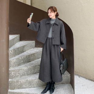 P215 现货 G196 夹棉加厚羊毛呢两件套2C212 K318 通勤女装